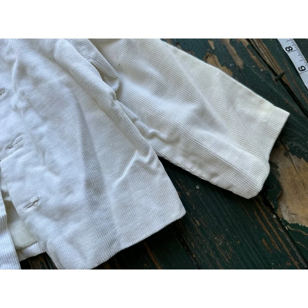 Vintage White Corduroy 2pc Set Jacket and Overalls Kids Toddler Heirloom Style